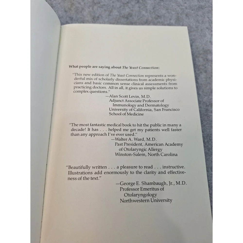 The Yeast Connection Medical Breakthrough William G Crook MD Vintage Books 1986